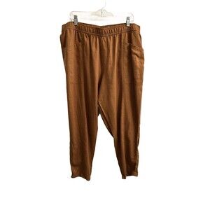 Old Navy Women’s High Rise Straight Taper Pants Linen Blend Sisal Brown Sz XL